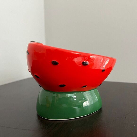 RESERVED FOR @leiaw613 Ceramic Elevated and Tilted Fruit Cat Bowl Set - Picture 6 of 7